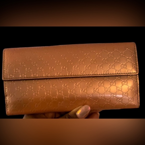 GUCCI Shine Rose Beige Guccissima Patent Leather Wallet - Picture 7 of 16